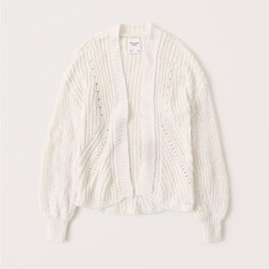 Abercrombie puff sleeve cream cardigan